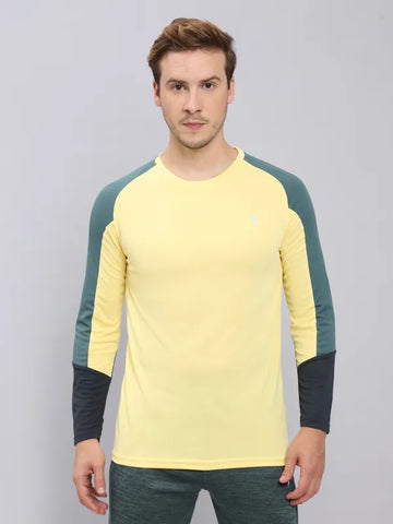 Men Colorblock Slim Fit Crew Neck T-shirt with TECHNO COOL+